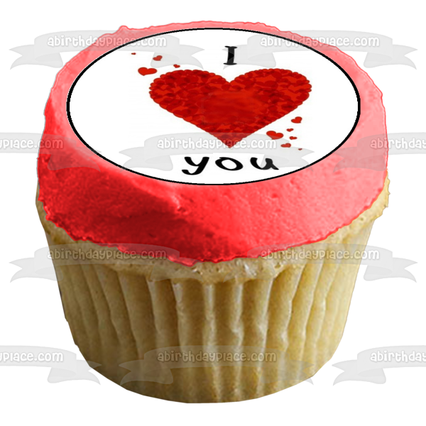 Imágenes de decoración comestible para cupcakes con corazones rojos Te Amo ABPID03821 