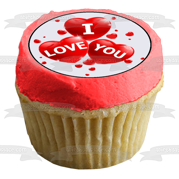 Imágenes de decoración comestible para cupcakes con corazones rojos Te Amo ABPID03821 