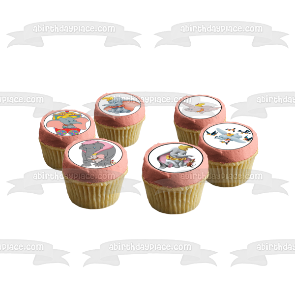 Dumbo Flying Mrs. Jumbo and Timothy Q. Mouse Edible Cupcake Topper Images ABPID03845