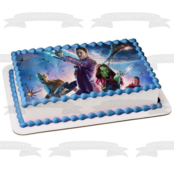 Guardians of Galaxy Gamora and Star-Lord Edible Cake Topper Image ABPID05945