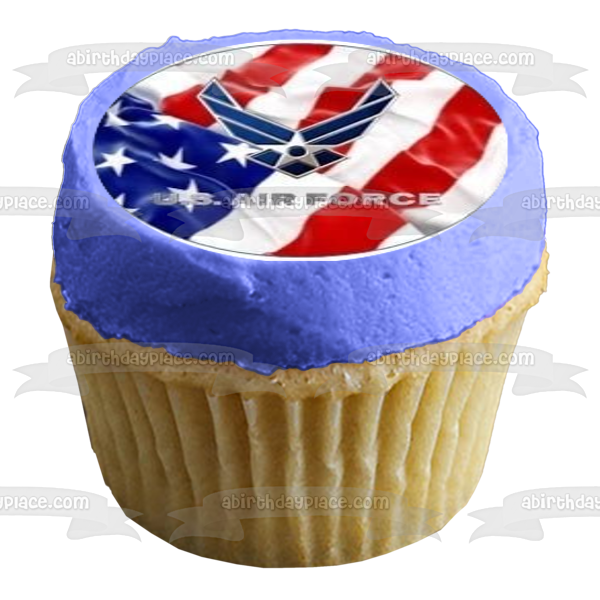 US Military Logos Air Force Planes and the American Flag Edible Cupcake Topper Images ABPID03850