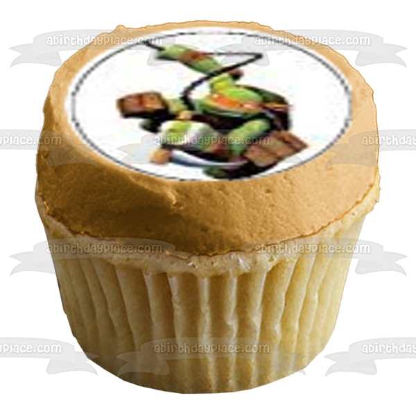 Teenage Mutant Ninja Turtles Donatello Michaelangelo Leonardo and  Raphael with the Tmnt Logo Edible Cupcake Topper Images ABPID03876