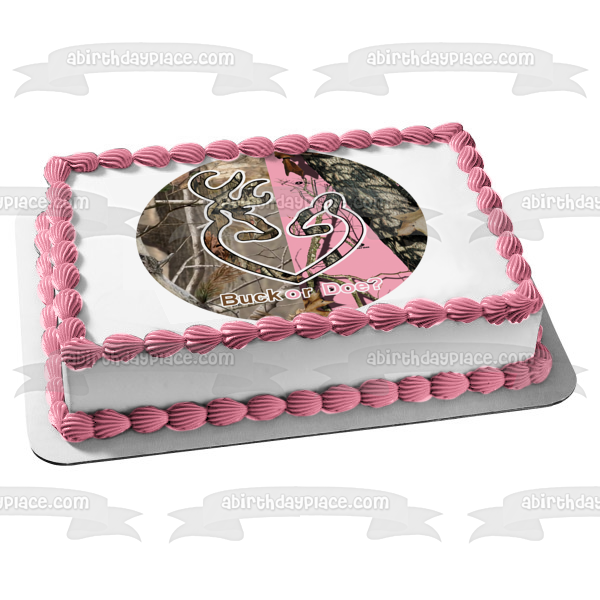 Baby Shower Camouflage Camo Buck or Doe Edible Cake Topper Image ABPID05957