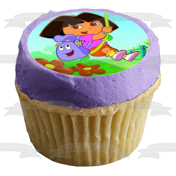 Dora the Explorer Logo Boots and Backpack Edible Cupcake Topper Images ABPID03955