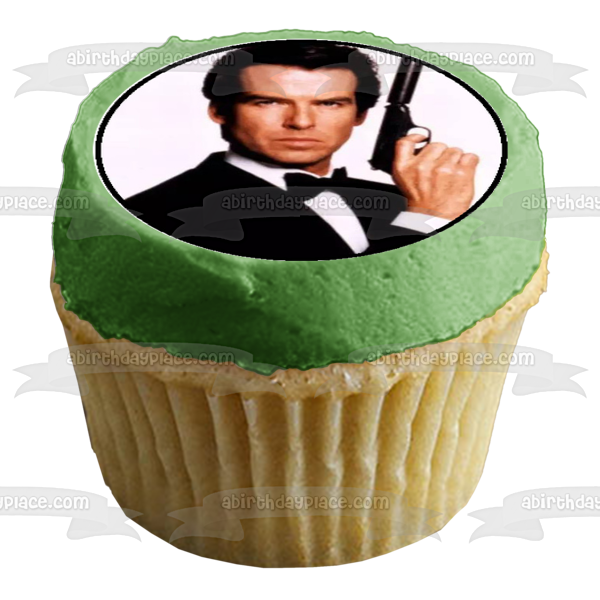 James Bond 007 Pierce Brosnan Sean Connery and Timothy Dalton Edible Cupcake Topper Images ABPID03956