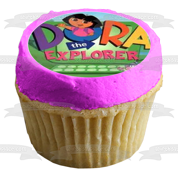 Dora the Explorer Logo Boots and Backpack Edible Cupcake Topper Images ABPID03955