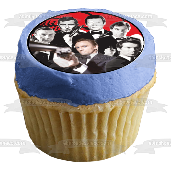 James Bond 007 Pierce Brosnan Sean Connery and Timothy Dalton Edible Cupcake Topper Images ABPID03956