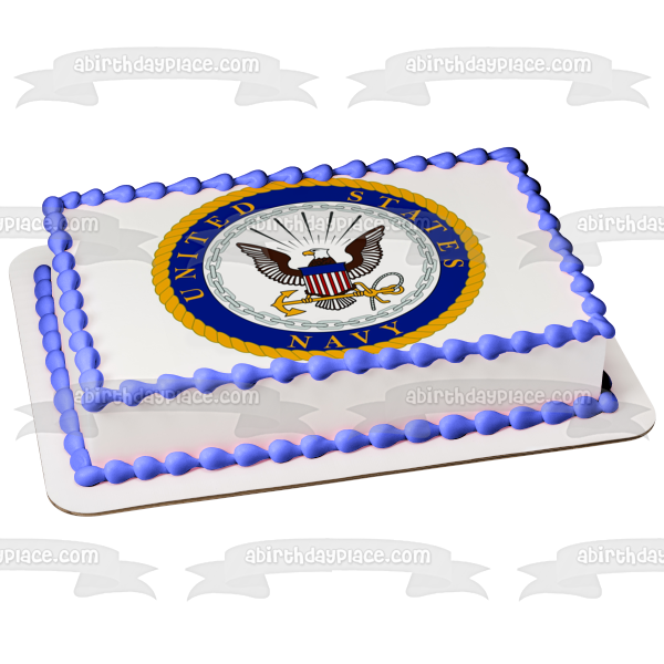 United States Department of the Navy Logo Eagle Flag and Anchor Edible Cake Topper Image ABPID05994