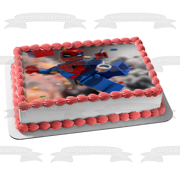 LEGO Spider-Man and LEGO Blocks Edible Cake Topper Image ABPID06008