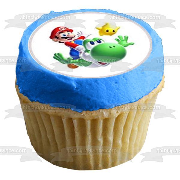 Nintendo Super Mario Luigi Princess Toadstool Yoshi Bowser and Wario Edible Cupcake Topper Images ABPID04339