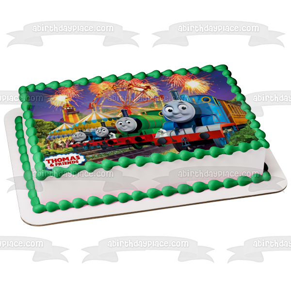 Imagen de decoración comestible para tarta de Thomas y sus amigos, Percy Gordon y James, ABPID06090 