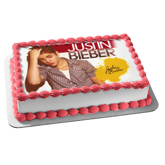 Imagen de adorno comestible para pastel de Justin Bieber y su firma ABPID06096 