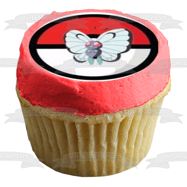 Pokemon Poke Ball's Squirtle Pikachu Snorlax Butterfree Charmander and Psyduck Edible Cupcake Topper Images ABPID04542