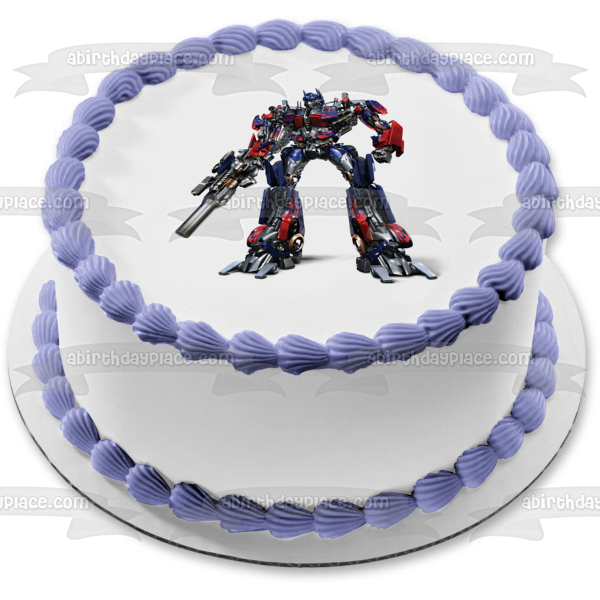 Transformers Optimus Prime and His Ion Blaster Edible Cake Topper Image ABPID06128