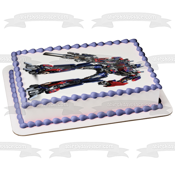 Transformers Optimus Prime and His Ion Blaster Edible Cake Topper Image ABPID06128