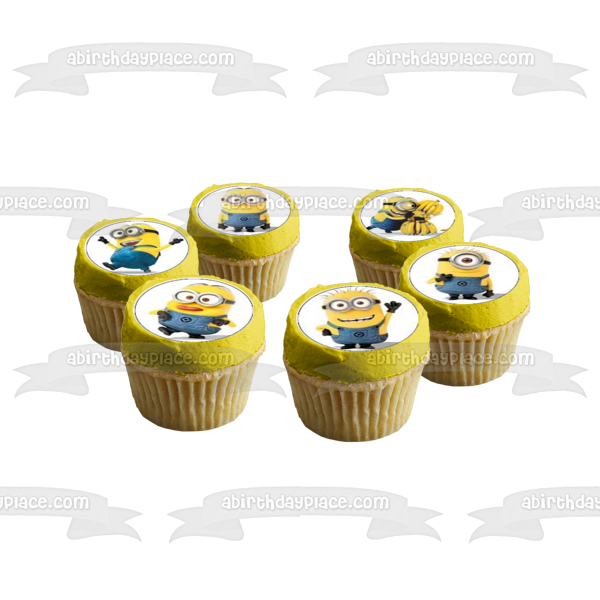 Despicable Me Minions Banana and a Party Noise Maker Imágenes comestibles para cupcakes ABPID04584 