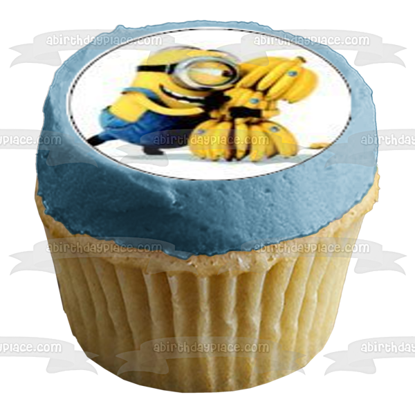 Despicable Me Minions Banana and a Party Noise Maker Imágenes comestibles para cupcakes ABPID04584 