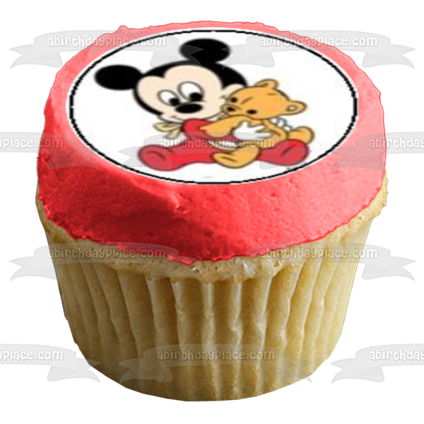 Baby Mickey Mouse Minnie Mouse Goofy Daisy Duck Pluto and Stuffed Animals Edible Cupcake Topper Images ABPID04908