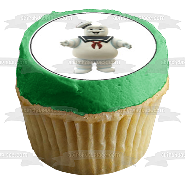 Imágenes de decoración comestible para cupcakes con el logotipo de los Cazafantasmas Slimer Stay Puft Marshmallow Man ABPID04961 