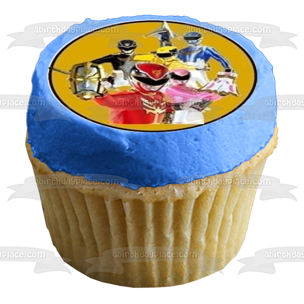 Power Samuri Logos Green Ranger Red Ranger Blue Ranger Gold Ranger and the Pink Ranger Edible Cupcake Topper Images ABPID04984