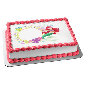 The Little Mermaid Ariel and Flounder Edible Cake Topper Image Frame  ABPID06220