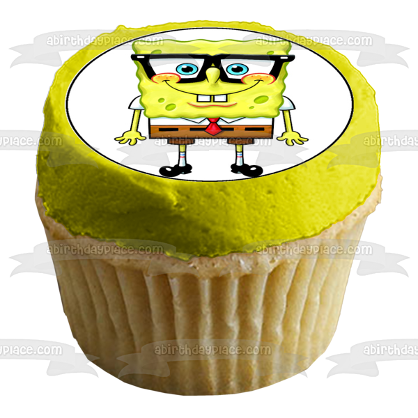 SpongeBob SquarePants Crabby Patty Glasses Edible Cupcake Topper Images ABPID05052