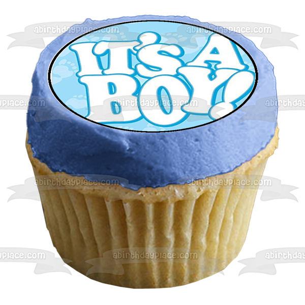 It's a Boy Baby Shower Stroller and Owls Edible Cupcake Topper Images ABPID05219