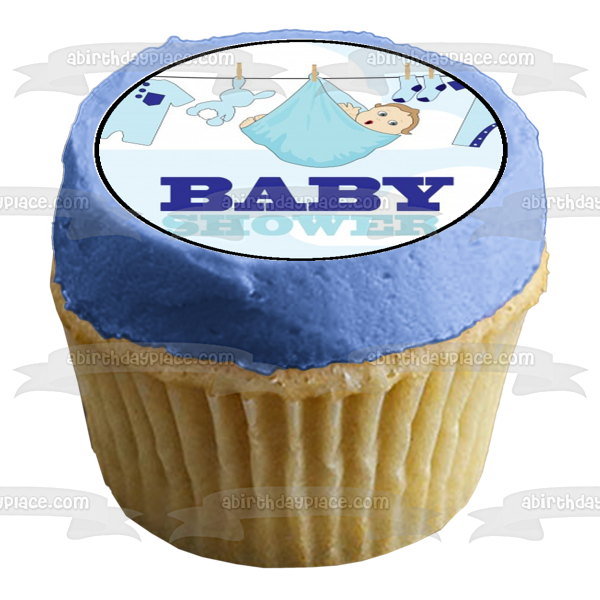 It's a Boy Baby Shower Stroller and Owls Edible Cupcake Topper Images ABPID05219