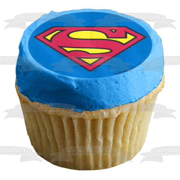 Superman volando y su logotipo Imágenes comestibles para cupcakes ABPID05306 