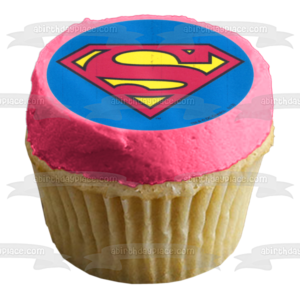 Superman volando y su logotipo Imágenes comestibles para cupcakes ABPID05306 