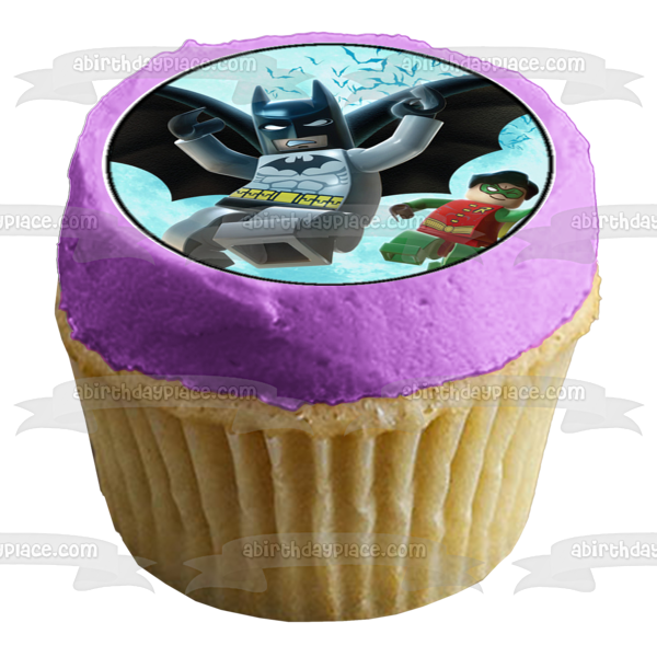 Imágenes de decoración comestible para cupcakes con el logotipo de LEGO Batman, el Joker y Robin, ABPID05400 