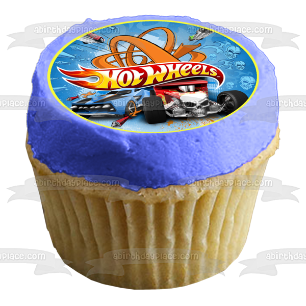 Hot Wheels Happy 3rd Birthday Logo Cars Edible Cupcake Topper Images ABPID05499