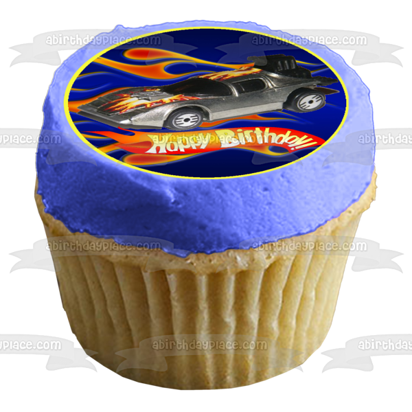 Hot Wheels Happy 3rd Birthday Logo Cars Edible Cupcake Topper Images ABPID05499