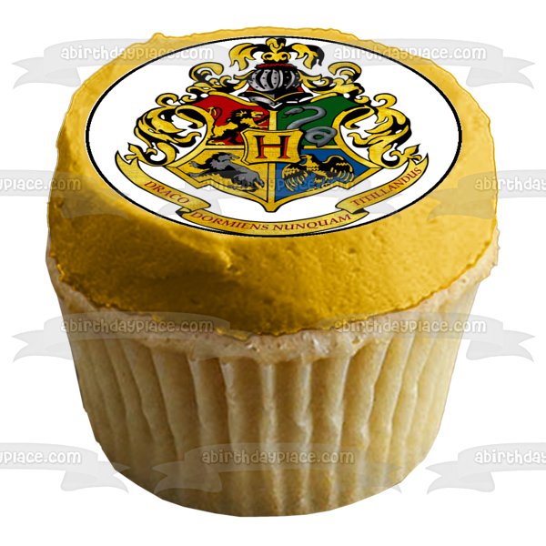 Harry Potter Crests Gryffindor Hufflepuff Emblem Ravenclaw and Slytherin Edible Cupcake Topper Images ABPID05517