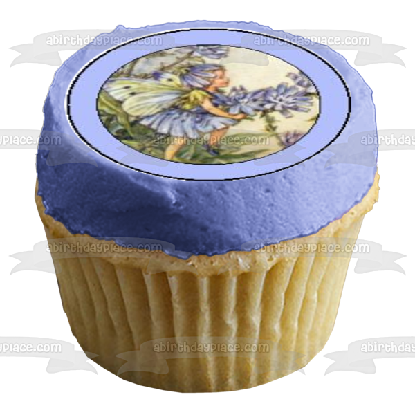 Fairies Flowers Blue White Purple and Pink Edible Cupcake Topper Images ABPID05806