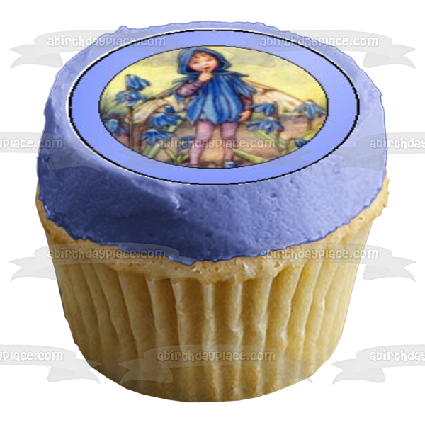 Fairies Flowers Blue White Purple and Pink Edible Cupcake Topper Images ABPID05806