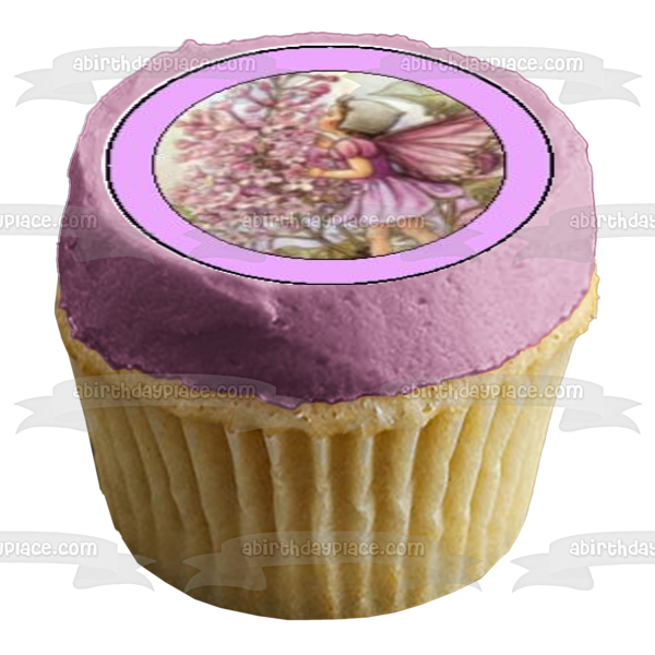 Fairies Flowers Blue White Purple and Pink Edible Cupcake Topper Images ABPID05806