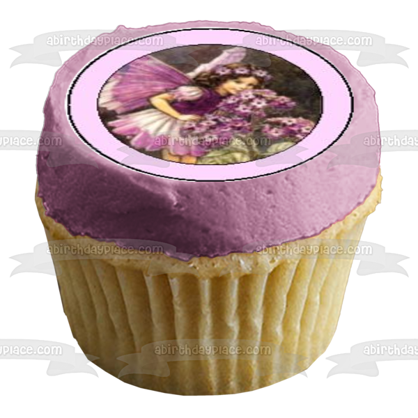 Fairies Flowers Blue White Purple and Pink Edible Cupcake Topper Images ABPID05806