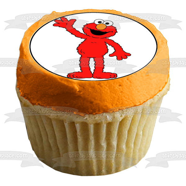 Barrio Sésamo Elmo Muppet El mundo de Elmo agitando imágenes comestibles para cupcakes ABPID05647 