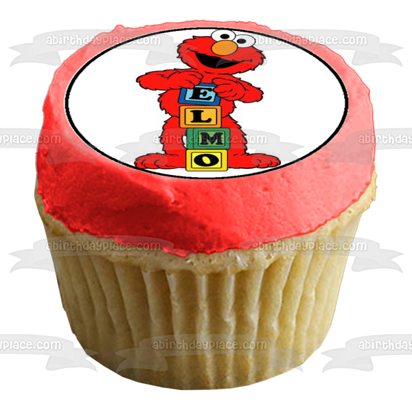 Barrio Sésamo Elmo Muppet El mundo de Elmo agitando imágenes comestibles para cupcakes ABPID05647 