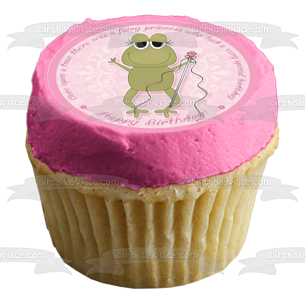 Happy Birthday Princesses Frog and a Cake Edible Cupcake Topper Images ABPID05825