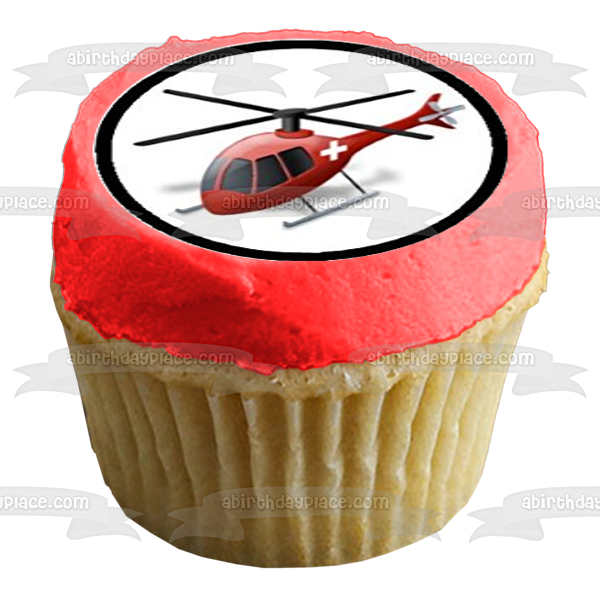 First Aid Ambulance Doctor and a Helicopter Edible Cupcake Topper Images ABPID05844