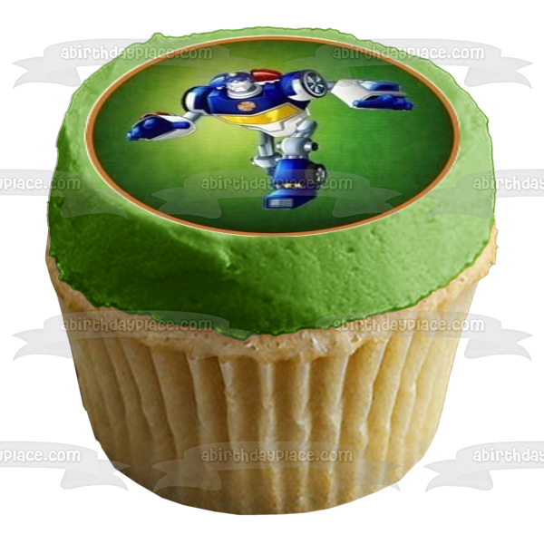 Transformers Rescue Bots Logo Optimus Prime Boulder Blades Quickshadow and Chase Edible Cupcake Topper Images ABPID06199