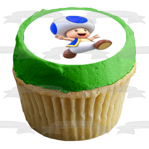 Super Mario Brothers Luigi Yoshi Toad Starman Champiñones y cerezas Imágenes comestibles para cupcakes ABPID06237 