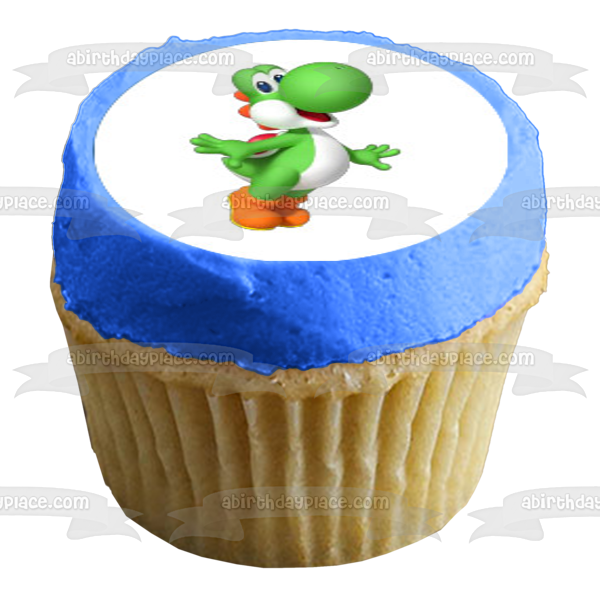 Super Mario Brothers Luigi Yoshi Toad Starman Champiñones y cerezas Imágenes comestibles para cupcakes ABPID06237 