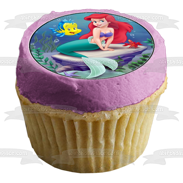 La Sirenita Ariel Flounder Rey Tritón y Sebastián Imágenes comestibles para cupcakes ABPID06610 