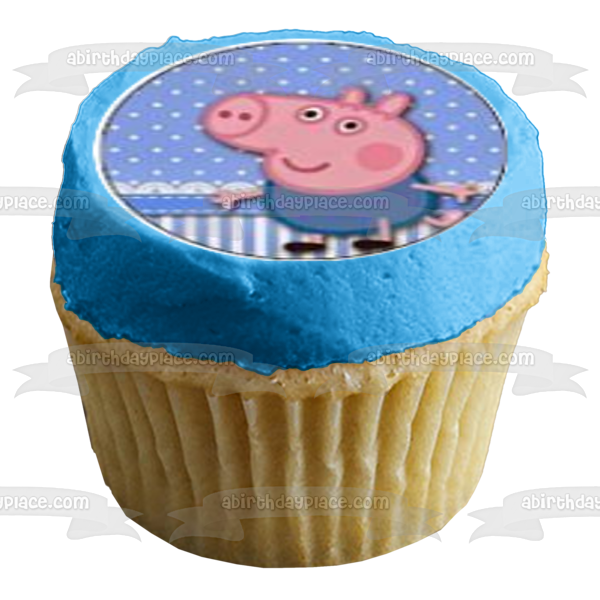 Peppa Pig George Pirate Hat Bike and a Crown Edible Cupcake Topper Images ABPID06620