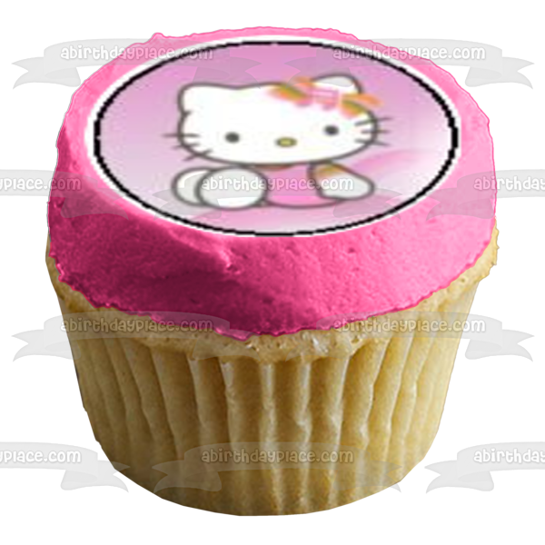 Imágenes de decoración comestible para cupcakes con osito de peluche y flores de Hello Kitty ABPID06269 