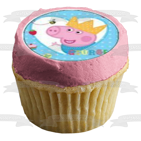 Peppa Pig George Pirate Hat Bike and a Crown Edible Cupcake Topper Images ABPID06620