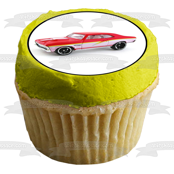 Imágenes de decoración comestible para cupcakes de Muscle Cars, verde, amarillo, azul y blanco, ABPID06375 